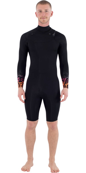 2026 Hurley Hombres Air Bubble 2/2mm Manga Larga Chest Zip Shorty Neopreno MSS0013272 - Black Bubble